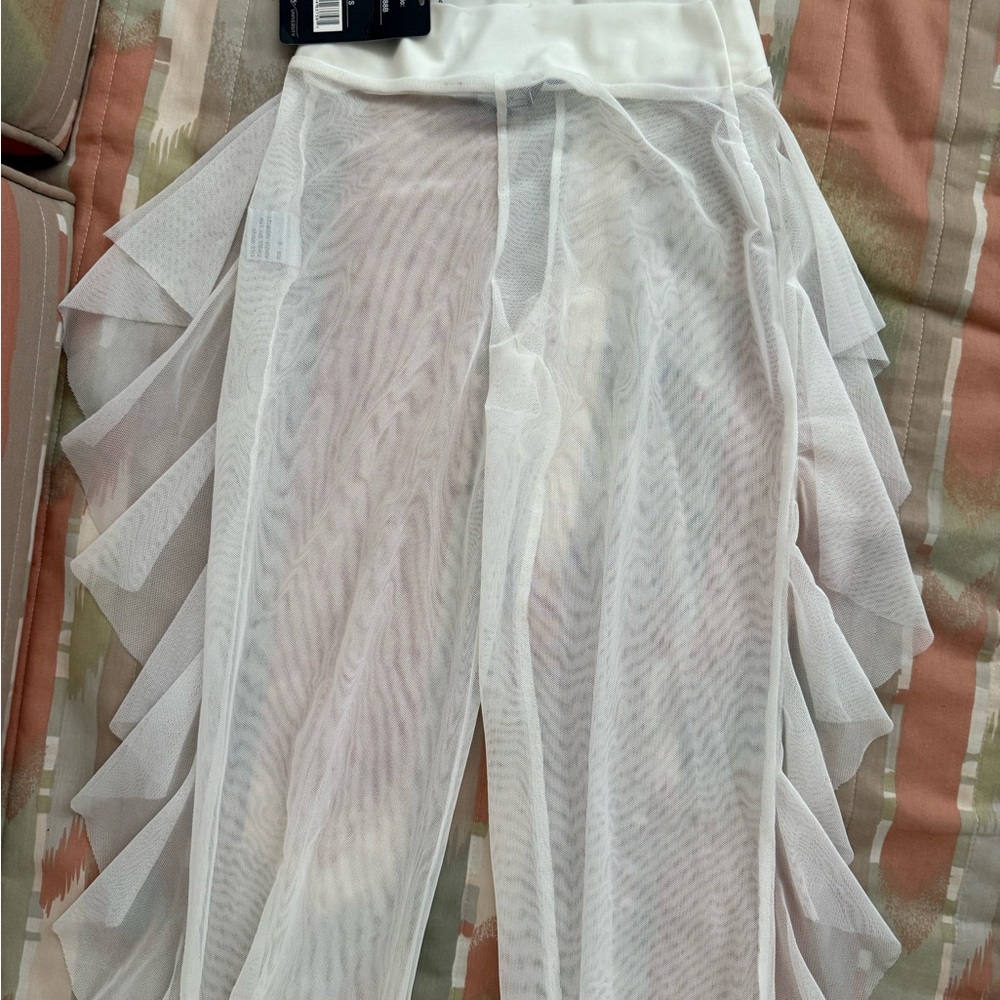 White Sheer Ruffle Pants - Picture 2 of 3